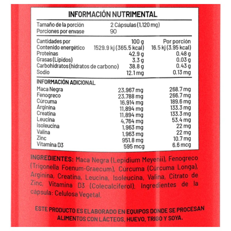 Testo Vitamina Hombres Diablo Power Sabor 180 Caps