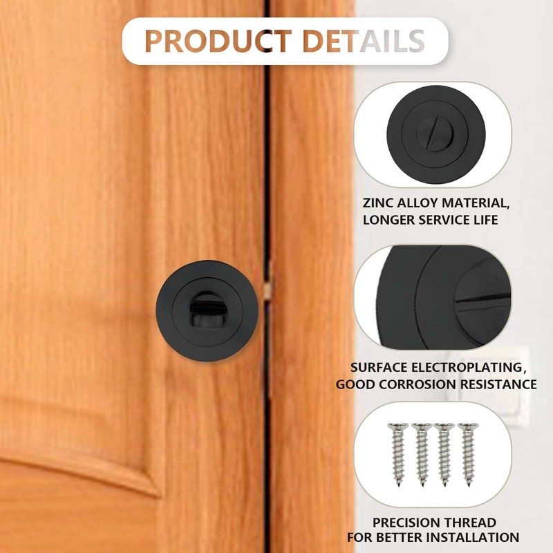 Bwintech 1 Pair 52MM Matt Black Bathroom Escutcheon Polished Nickel