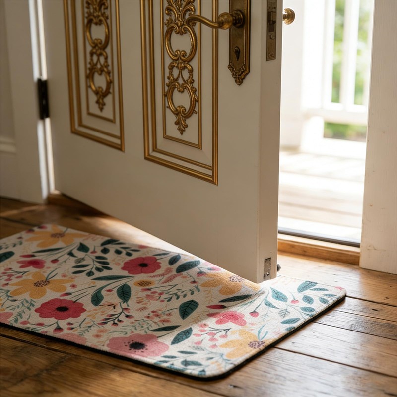 Floral Kitchen Rugs Sets of 2,Washable Kitchen Decor Mat Fits