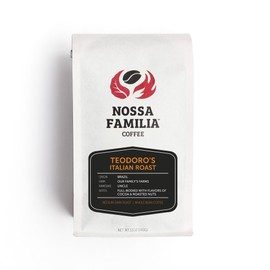 Nossa Familia Italian Roast Medium-Dark Roast Coffee Beans- Fair Trade Whole Coffee- Medium Roast with Low Bitterness- Roasted Whole Coffee Beans- Sourced from Small Peruvian Farms- Teodoro's 12oz