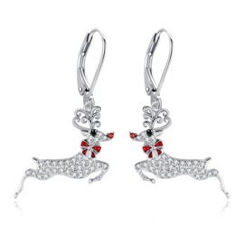 Reindeer Earrings Sterling Silver Reindeer Dangle Earrings Christmas Reindeer Holiday Jewellery for Women