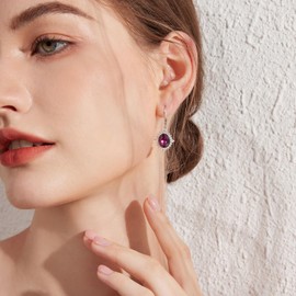 jiamiaoi Earrings Hanging 18 Carat White Gold Plated Earrings Silver 925 Women's Earrings Silver with Sparkling Stone, Hanging Earrings Women's Drop Earrings, Sterling Silver, Cubic Zirconia