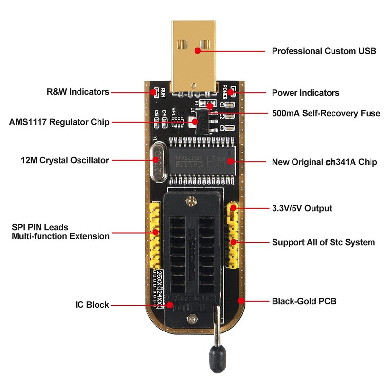 Dealikee SOIC8 SOP8 Test Clip EEPROM Flash BIOS USB +