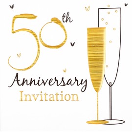 Gold Wedding Anniversary Invitation And Envelopes (Pack of 6)