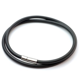 Silver One Easy Push Rubber Choker for Sports, Black, Width 0.08 inch (2 mm), 0.1 inch (3 mm), 0.2 inch (4 mm), 15.7 - 23.6 inches (40 - 60 cm), Rubber