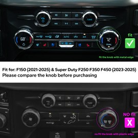 Polodunn for Ford F150 Accessories 2021-2025 & Super Duty F250 F350 F450 2023-2025, 9pcs Aluminum Alloy Knob Cover Trim Set - Push Start, A/C, Vol Tune, Headlight, Pro Trailer & Drive Mode (Black)