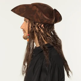 Boland Boland 81914 - Piraten Hut Dirty Joe mit Haaren, Mütze Pirat für Karneval und Mottoparty, Kostüm Zubehör, Kopfbedeckung für Faschingskostüme, Schwarz