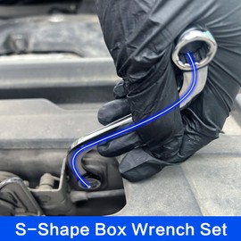 SPEEDWOX 5Pcs Metric S-Shaped Wrench Set With Double 12-Point Box Ends With Roll-Up Pouch, 10mm To 19mm, S-Style Spanner Double-Headed Wrench For Vehicle Repairing Maintaining Machinery And Household