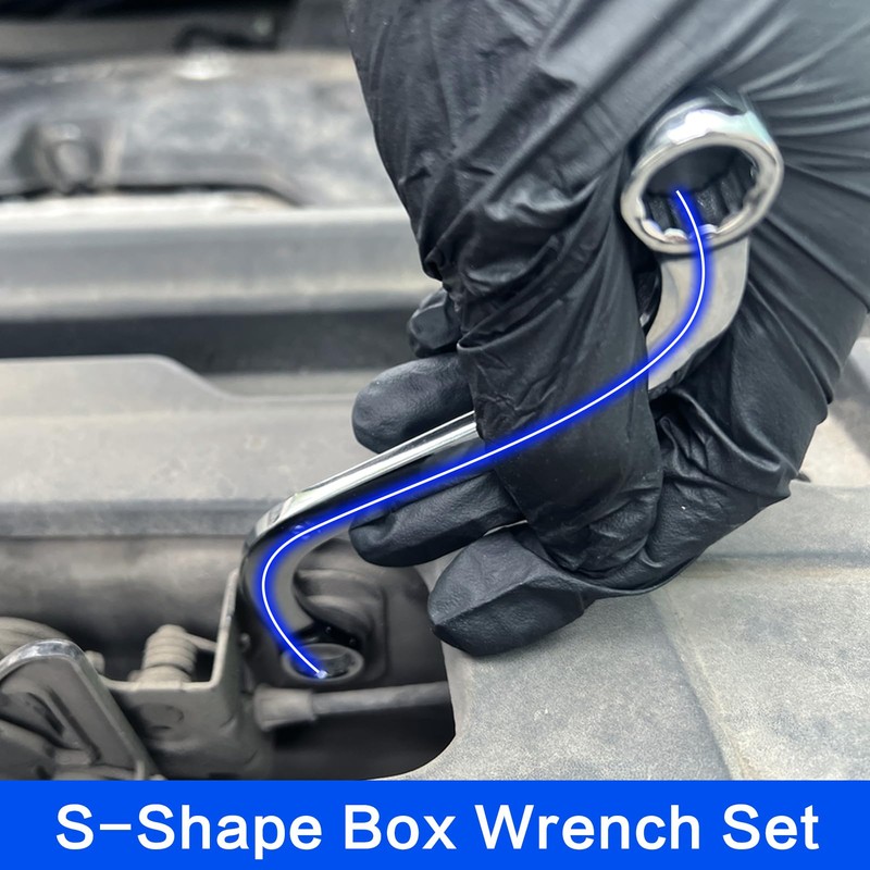 SPEEDWOX 5Pcs Metric S-Shaped Wrench Set With Double 12-Point Box