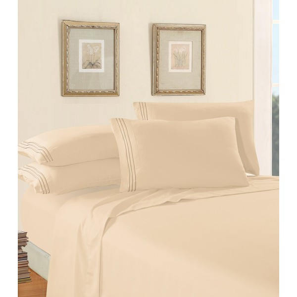 Elegant Comfort 4-Piece Queen- Smart Sheet Set! Luxury Soft 1500