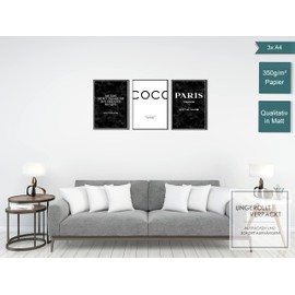 Postertech® Premium Poster Set: 6 Pictures as Stylish Wall Decoration, 4 x DIN A4 and 2 x DIN A3, Roses & Coco motto