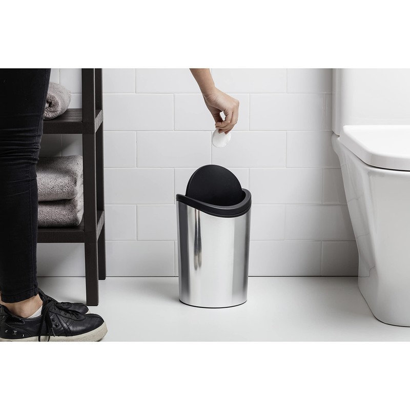TATAY Bathroom Waste Bin with Tipping Lid, 6L Capacity made