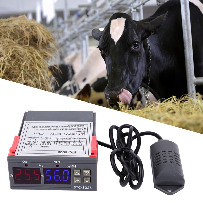 Digital Display Temperature and Humidity Controller Meter with Integrated Sensor
