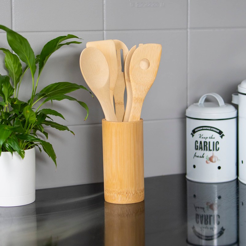Heim.Liebe Premium Wooden Bamboo Spoon Set Including Container - Sustainable