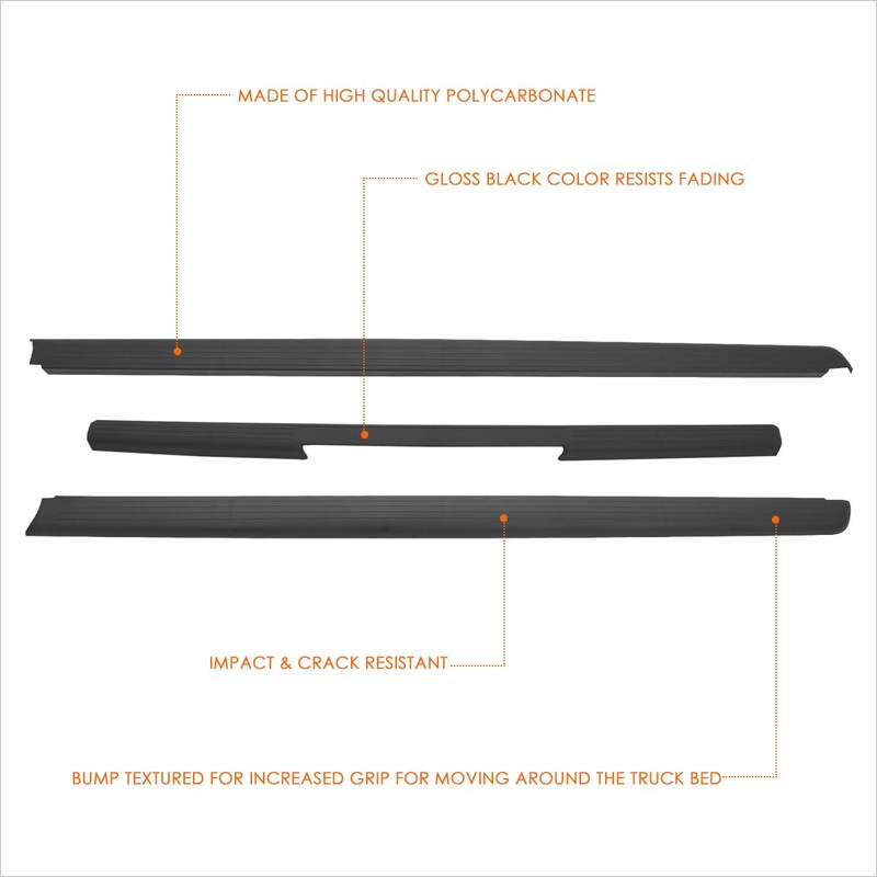 3Pcs Tailgate Bed Rails Protector Caps Compatible with 05-14 Nissan