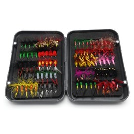 Vkinman 100PCS 20 Colors Fly Fishing Flies Kit, Fly Tying Artificial Butterfly Lifelike Fish Hooks Lure Bait Fishing