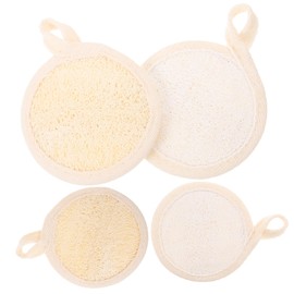 Baluue 4pcs Facial Exfoliating Loofah Reusable Facial Sponge Natural Scrubber Sponge Face Scrub Pad Gentle Exfoliation Tool