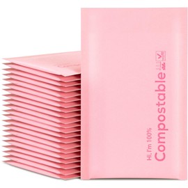 6x10 100% Biodegradable Bubble Mailers,25 Count Pink #0 Compostable Padded Packaging Wrap Envelopes Pouches Eco Friendly Self Seal Bags