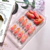 Pink Flower Press on Nails Medium Almond Artificial Acrylic Nail