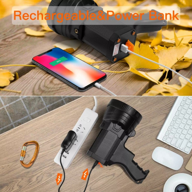 BUYSIGHT Rechargeable Spotlight,Spot Lights Hand held Large Flashlight 1000,0...