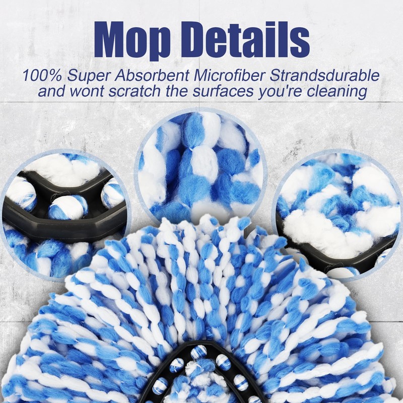 Sgizoku Mop Heads with Spin Mop Base Compatible with Viledar