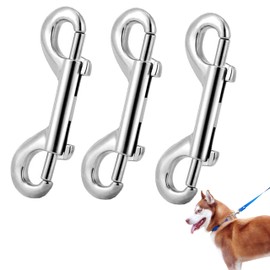 3 Double Carabiner Hooks, Pack of Double Carabiner Bolt Catch Chains Snap Hooks, Double Hook Carabiner Double Ended Bolts Zinc Die-Cast Nickel-Plated