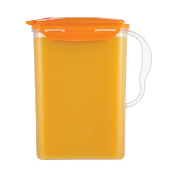LocknLock - Jarra de agua para puerta de nevera con asa, sin BPA, con tapa superior abatible, perfecta para hacer tés y jugos, 3 cuartos de galón, color naranja