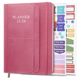 2025-2026 Planner - Weekly & Monthly Planner Runs from Jul 2025 to Dec 2026, 5.8" x 8.25", 18 Monthly Planner, 14 Notes Pages, Inner Pocket, PU Leather Hard Cover, Rose Month Planners 2025-2026