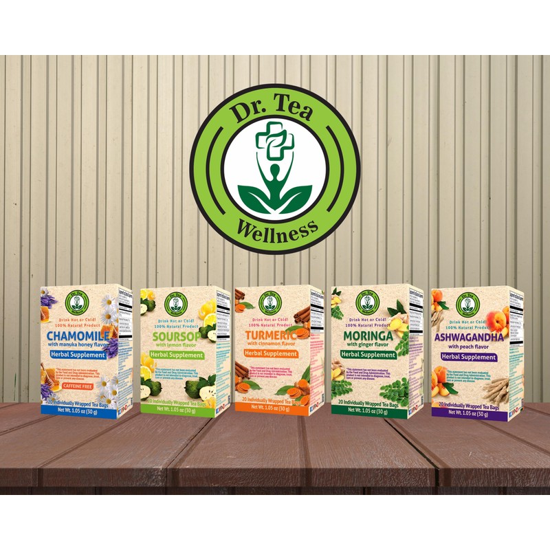 Dr. Tea Wellness Turmeric Herbal Tea with Cinnamon Flavor -