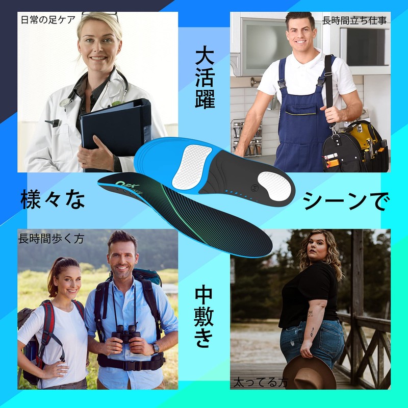 Insole, For Plantar Fasciitis, Arch Support, Gel, For Standing Work,