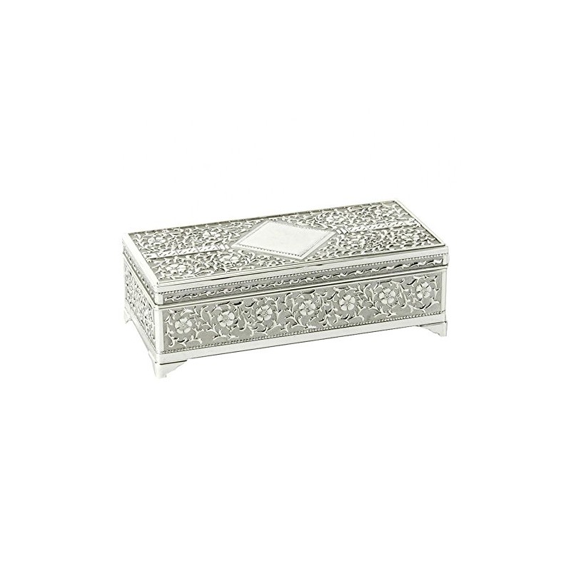 Sophia JTB100 Silver Plated Trinket Box in Antique Style With