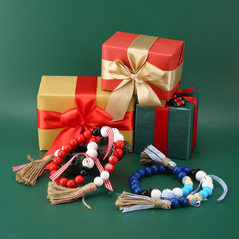 Wooden Bead String DIY Christmas Party Decoration Wall Hanging Long