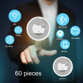 Pack of 60 NFC Tag Stickers Ntag215 NFC Sticker Tags NFC Chip RFID Tag RFID Sticker Tags 25 mm 504 Bytes Programmable Rewritable for All NFC Enabled Mobile Phones and Devices