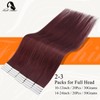 Full Shine Red Wine Tape in Hair Extensions Human Hair
