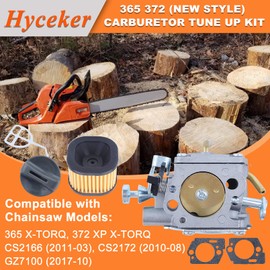 Hyceker 365 372 Carburetor Tune Up Kit For Husqvarna 365 372XP X-Torq G372 Jonsered CS2166 CS2172 Chainsaw Parts, Air Filter Cleaner Choke Lever Spark Plug, 581100701 For Walbro Carb RWJ-4 531439701