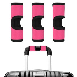 TIXIPEM Luggage Handle Wrap [3PCS] - Neoprene Luggage Identifiers Hollow Design Use for Push-Button Luggage Suitcase & Trolley Case - [Pink-6IN/15CM] Comfort Grip Handle Cover