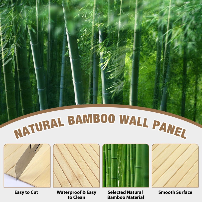 EYAYEN Natural Bamboo Wall Panel for Interior Wall Decor, Pole