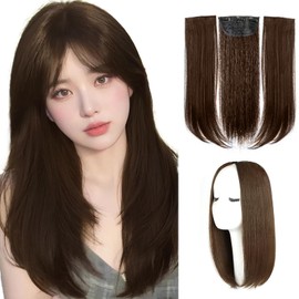 Yokosen Hair Extension, One-touch Extension, Set of 3, Collarless Wig, Half Wig, Hair Extension, Brown, Point Wig, Hair Extension, Hair Extension, Semi-Long, Straight 16.9 inches (43 cm), Extension,