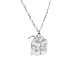 GAUEIOUR Juice Box Necklace for Women Men Fashion Jewelry Hip Hop Trend Personality Stainless Steel Silver Chain Beverage Box Pendant Presents Decorations