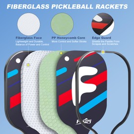 Fostoy Portable Pickleball Net with Wheels, Regulation Size 22 FT, Pickleball Set with 4 Fiberglass Paddles & 6 Pickleballs, Carry Bag, Metal Frame for Backyards, Driveways, and Garages