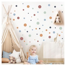 Little Deco DL5001-02 Dots Pack of 120 Wall Stickers for Children's Room Pastel Wall Stickers Circles Mint Blue Red Baby Room Wall Stickers Dots Bedroom Decoration
