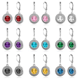 Dangle Earrings for Women Multicolor Crystal Drop Boho 9 Set Silver