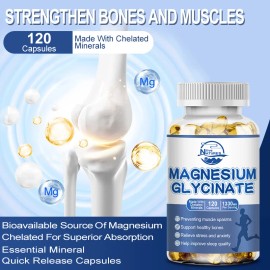 Nature's Live Magnesium Glycinate 1330mg 120 Capsules Highest Potency Buffered & Chelated NEW