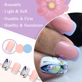 Pack of 24 False Nails Rainbow Love Press On Nails Square Medium French Artificial Nails Full Cover Artificial Nails for Gluing Natural Acrylic Fingernails Fake Nails for Women and Girls