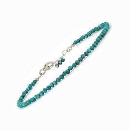 GemInspire Turquoise Beaded Bracelet, Gemstone Bead Bracelet, December Birthstone Jewelry, Gift for Mom, Lightweight, Everyday Party Wear, 7+1 inch 925 Silver Adjustable Chain