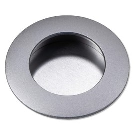 GedoTec Furniture Handle Silver Shell Handle Round Furniture Handle Recessed in Wood - H1757 | Inlet Handle with Diameter 50 mm | Door Handle Anodised Aluminium | 1 Piece - Sliding Door Handle for