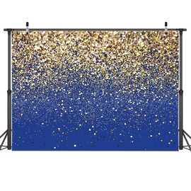 AIIKES 7x5FT Blue and Gold Glitter Backdrop Golden Bokeh Photography Backdrop Birthday Party Decoration Backdrop Wedding Newborn Photo Backdrop Studio Props 12-558