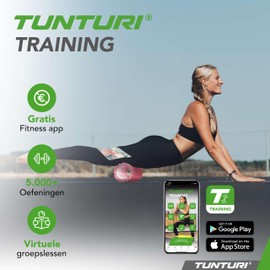 Tunturi Yoga Grid Foam Roller - Back Spine Roller - 33 cm Long in Rose Gold - Fitness Roller - Back Roller - Includes Free Fitness App