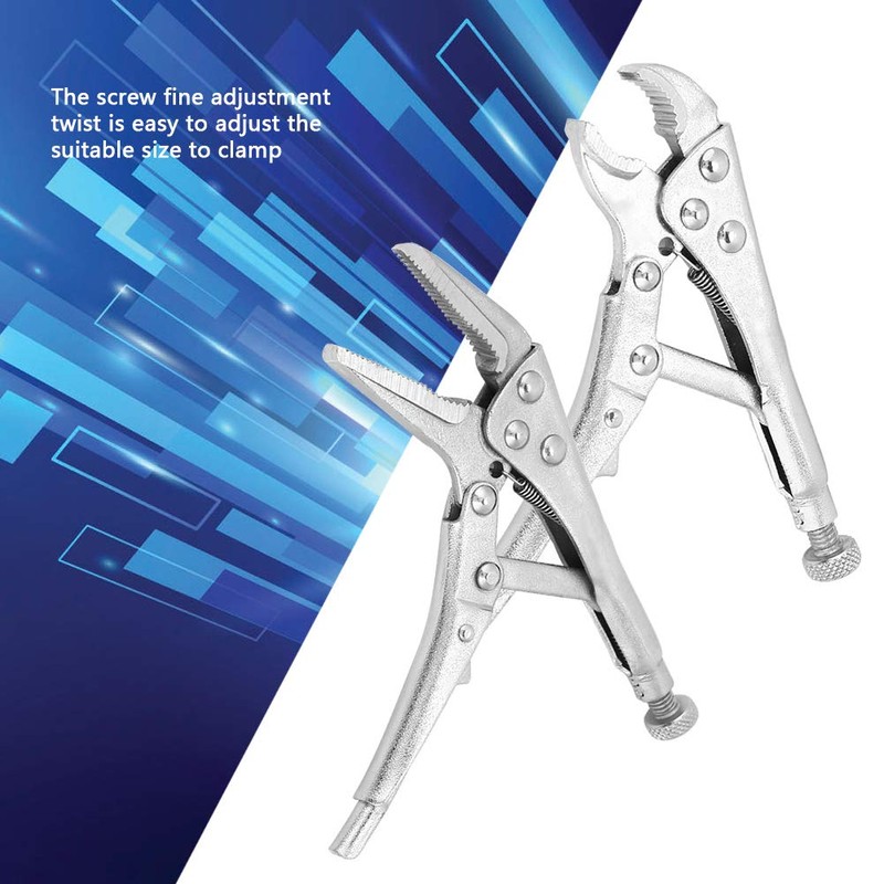 2pcs Locking Pliers Ground Mouth Straight Jaw Lock Vise Grip