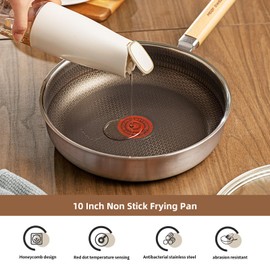 MDZF SWEET HOME 10 inch Titanium Nonstick Frying Pan – Honeycomb Surface with Red Heat Indicator, Scratch Resistant Skillet, Induction Compatible, PFOA-Free Cookware